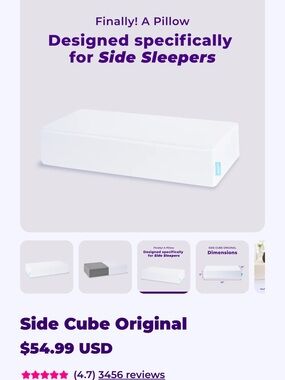 Side Cube Original Side-Sleeper Pillow - White